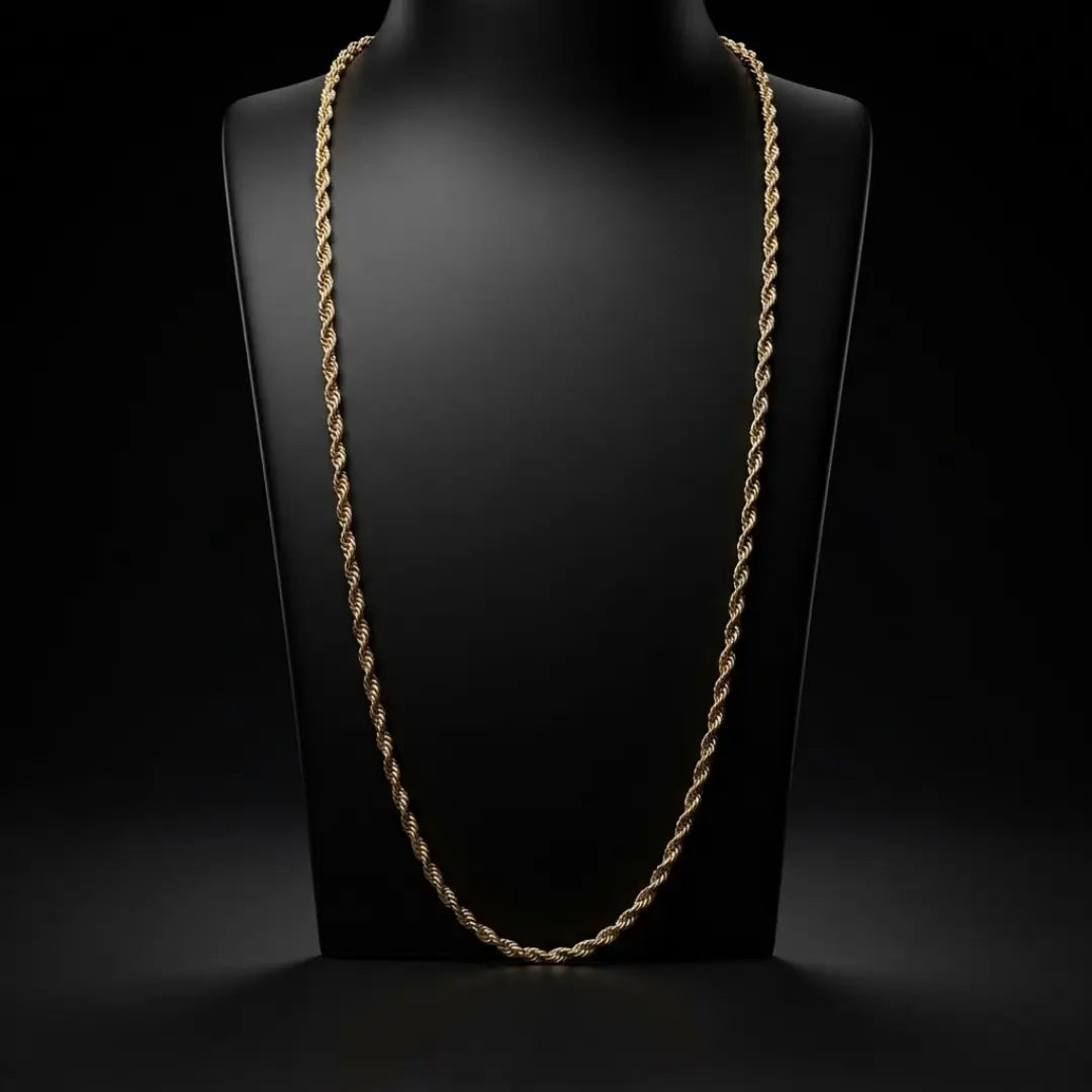 8K Gold Filled  60cm x 2mm Rope Chain Necklace – Waterproof & Tarnish Proof Unisex Jewelry