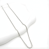 Silver Rhodium Plated Diamond-Cut Rope Chain Necklace (60cm x 3mm) – Classic Twisted Silver Chain for Men & Women