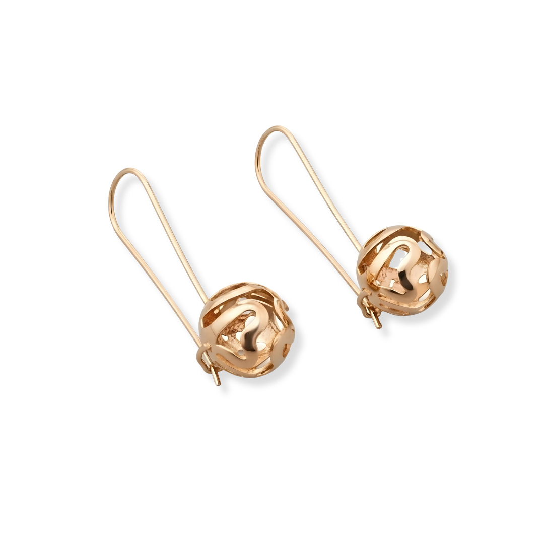 18K Gold Filled Filigree Swirl Sphere Drop Earrings – Hollow Openwork Spiral Ball Wire Earrings for Women