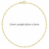14K Gold Filled 62CM X 3MM Singapore Twist Chain Necklace – 62cm 3mm Diamond-Cut Flowing Wave Chain for Men & Women