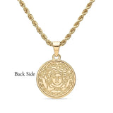 60CM x 6MM 18K Gold Filled Medusa Head Pendant Necklace with Iced Crystal Border Rope Chain – Tarnish-Proof Luxury Jewelry