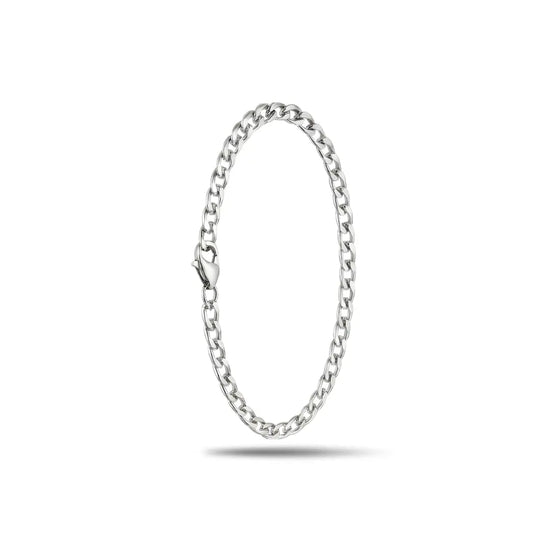 Cuban Link Chain Bracelet – 20cm 4mm Classic Curb Chain Bracelet in 18K Gold Filled & Polished Silver for Men & Women