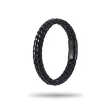 Braided Leather & Metal Chain Bracelet – 21cm 18mm Multi-Strand Stainless Steel Cuff with Magnetic Clasp for Men