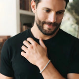 Silver Rope Chain Bracelet – 21cm 6mm Twisted Spiral Link Bracelet with Lobster Clasp for Men