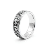 Vintage Filigree Cross & Scroll Sterling Silver Ring – Ornate Wide Band with Beaded Edging & Antiqued Finish for Men