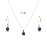 18K Gold Filled Multi-Color Pearl Necklace & Drop Earrings Set – 12mm High-Luster Pearl with 60cm Cable Link Chain in 7 Vibrant Shades