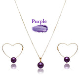 18K Gold Filled Hawaiian Pearl Necklace & Heart Drop Earrings Set – 12mm High-Luster Pearl with 60cm Chain in 9 Colors
