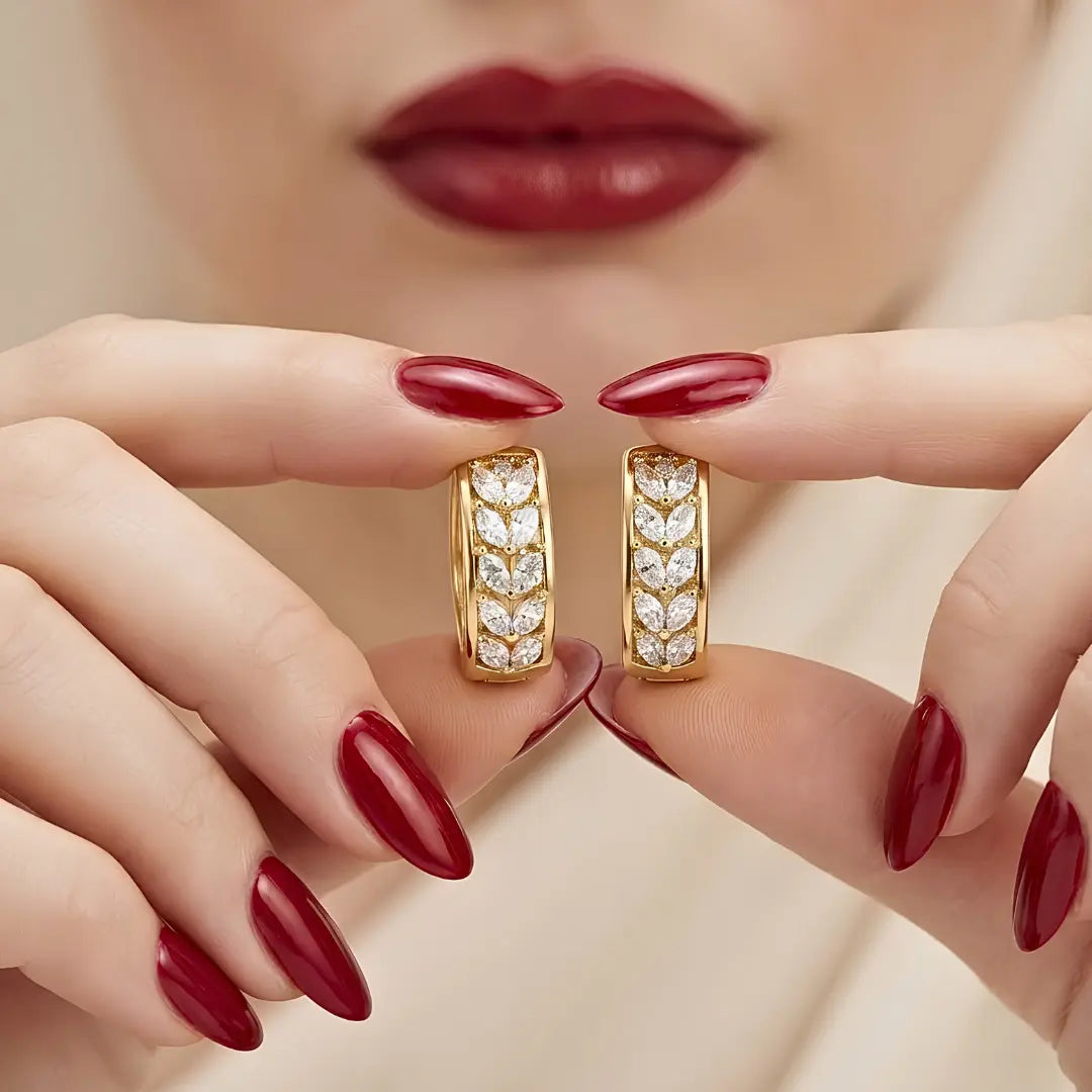 18K Gold Filled Diamond Huggie Earrings – 12mm Delicate Pavé Crystal Mini Hoop Earrings for Women