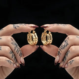 14K Gold Filled Bamboo Huggie Hoops – 18mm x 6mm Segmented Triple-Row Organic Textured Hoop Earrings for Women