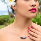 18K Gold Filled Black Baroque Pearl Set – 40mm Statement Organic Pendant Necklace with 60cm Figaro Chain & 40mm Matching Drop Earrings