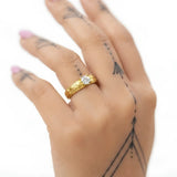 18K Gold Filled Starburst Diamond Solitaire Ring – Celestial Engraved Band with Brilliant-Cut Center Stone & Milgrain Borders (US Size 12)