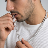 Silver Iced-Out Cuban Link Chain 55cm x 14mm