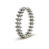 Geometric Spike Mesh Bracelet – 21cm 18mm Dual-Spike Link Punk Statement Cuff in Gold, Black & Silver for Men