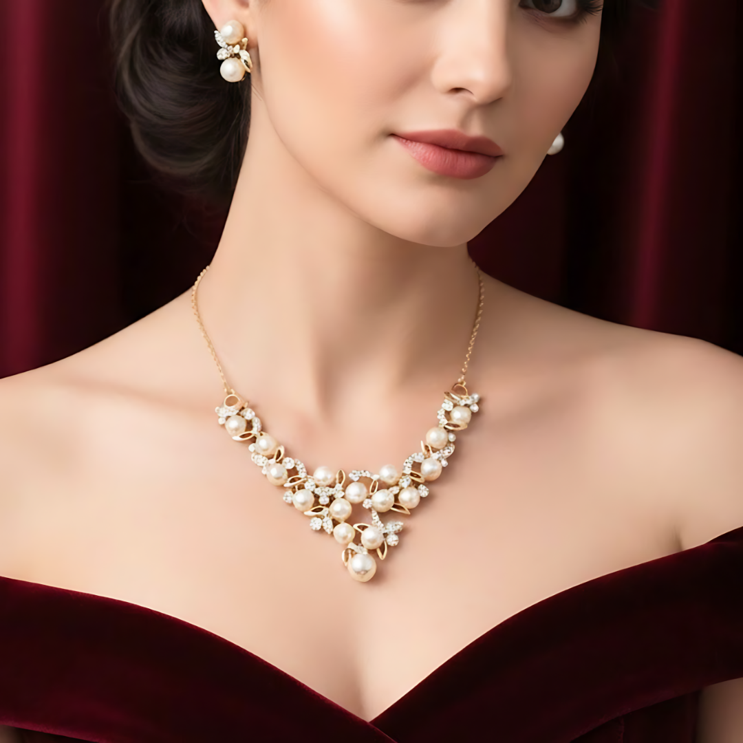 18K Gold Filled Pearl Fancy Set