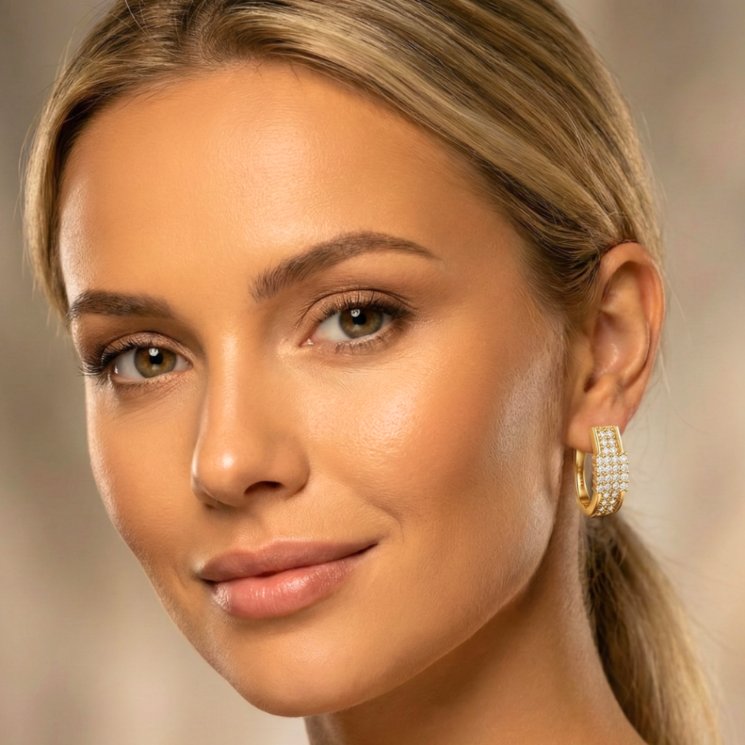 Reversible 18mm Cubic Zirconia Huggie Earrings – Tarnish-Proof Everyday Luxury