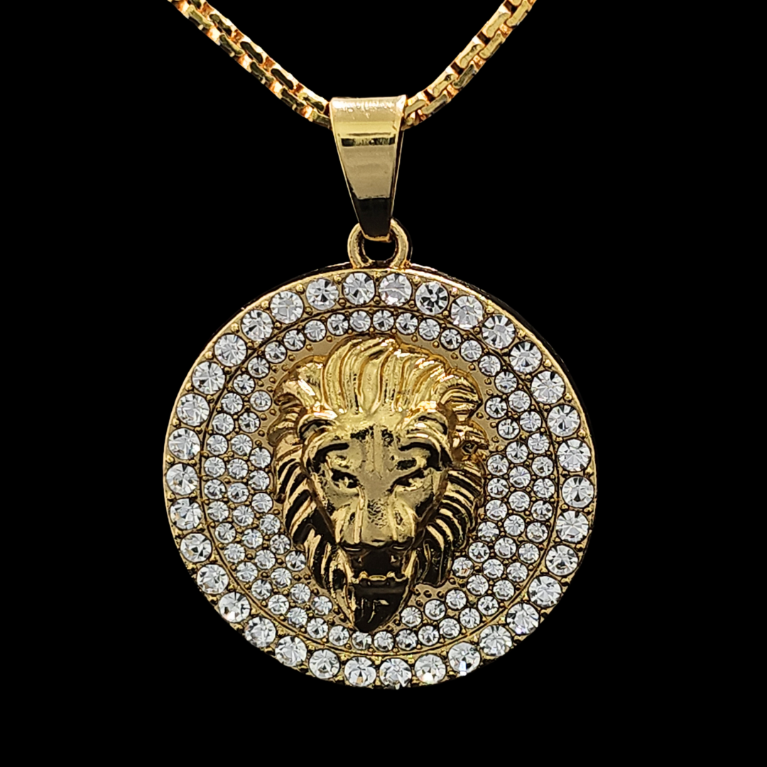 18k Gold Filled Lion Head Pendant with CZ