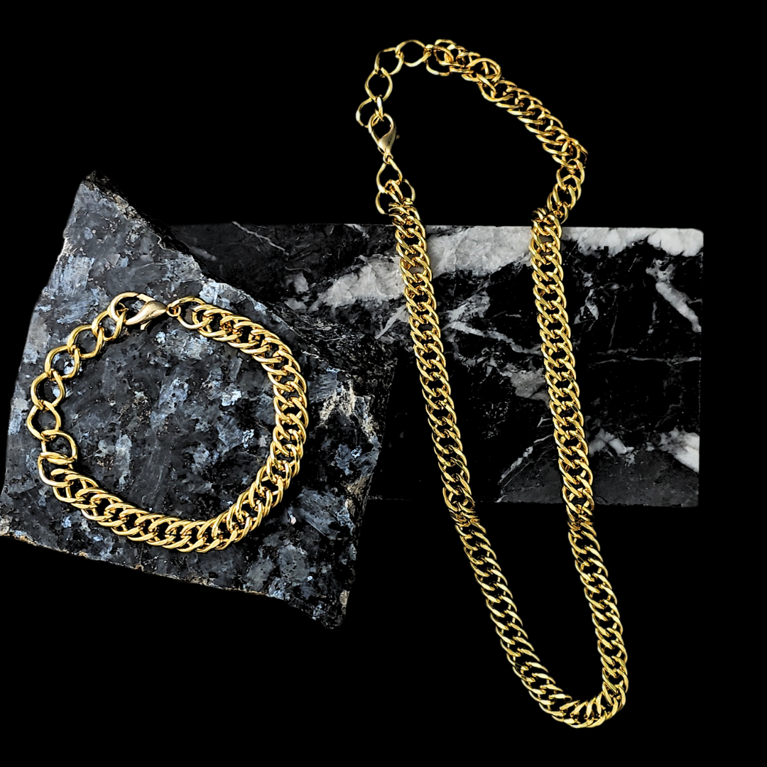 14K Gold Filled Cuban Link Chain & Bracelet