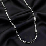 Silver Rhodium Plated Cuban Link Chain Necklace for Men & Women – Tarnish-Resistant Classic Curb Chain
