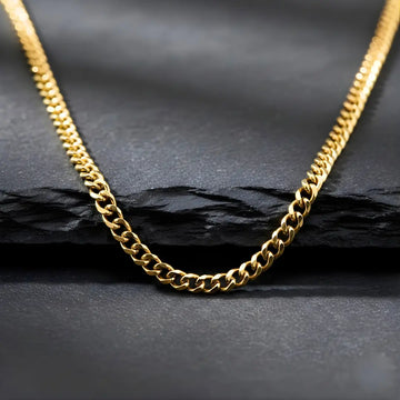 18K Gold Filled Classic Cuban Link Chain Necklace for Men & Women