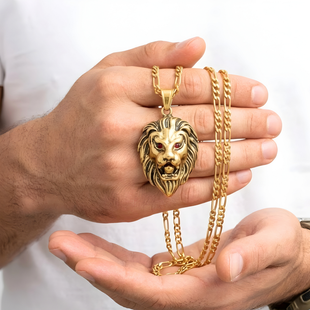 18K Gold Filled Lion Head Necklace