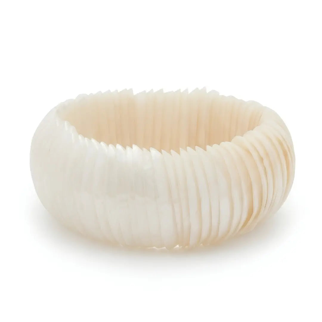 Natural White Mother of Pearl Statement Bracelet (25mm) – Pearlescent Shell Cuff Bangle