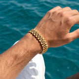 21CM x 12MM Unisex 18K Gold Filled Stainless Steel Jubilee Link Bracelet – Tarnish-Proof Watch Band Chain