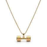 Dumbbell Gym Pendant Necklace – Stainless Steel Fitness Jewelry (Silver, Gold & Black)