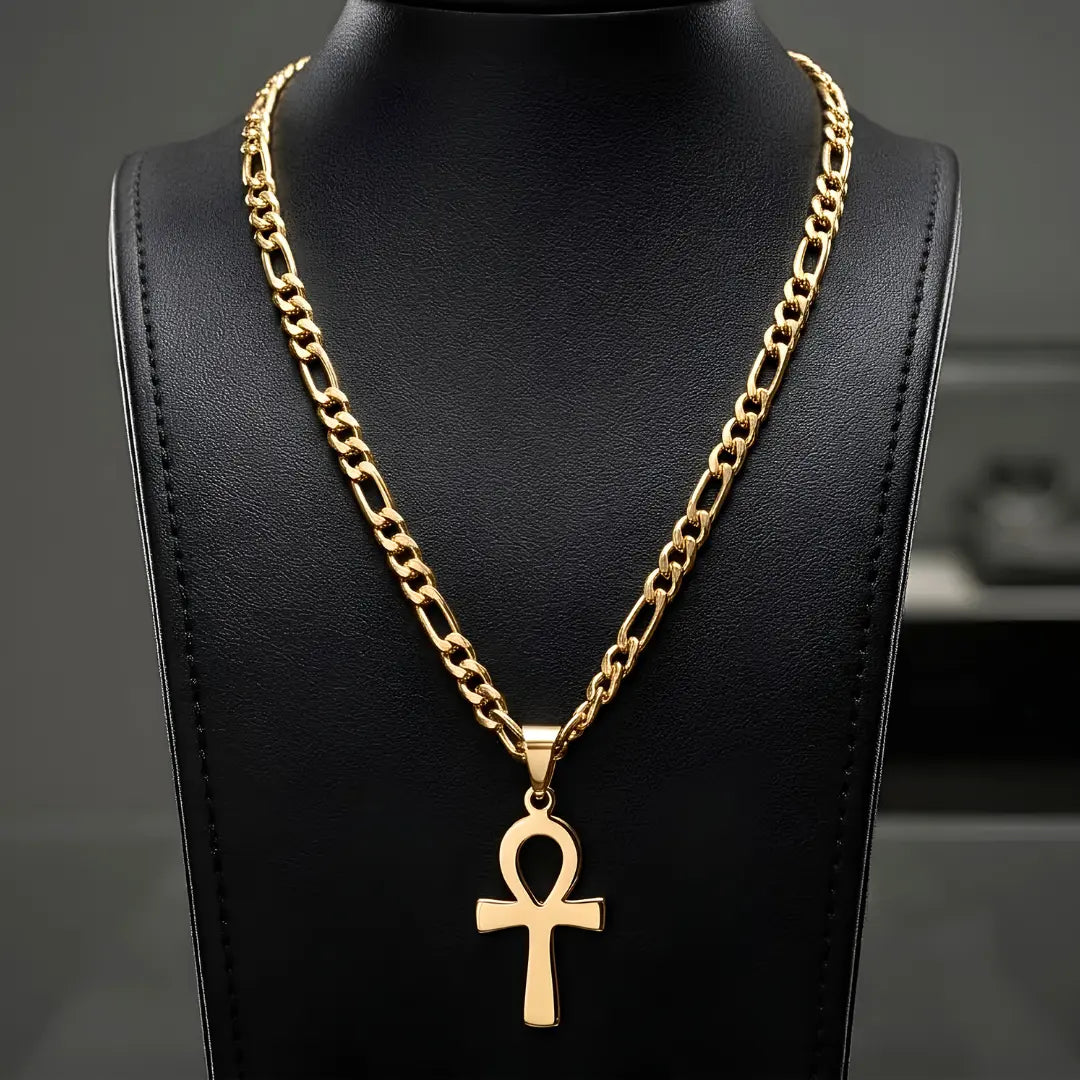 60CM x 4MM 14K Gold Filled Ankh Cross Necklace | Tarnish Proof Unisex Jewelry