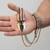 Arrowhead Pendant Necklace with Box Chain (Gold, Silver & Black Tone) – 52cm Geometric Statement Jewelry