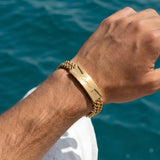 21CM x 12MM Men's 18K Gold Filled Stainless Steel ID Plate Franco Mesh Chain Bracelet