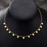 18K Gold Filled Disc Drop Choker Necklace – Tarnish-Proof Dangle Coin Charm Necklace