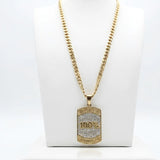 18K Gold Filled 54cm x 6mm Cuban Link Chain Necklace with World Champions Pendant – Fully Polished, Lobster Clasp