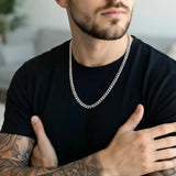 60CM X 7MM Silver Stainless Steel Curb Chain Necklace for Men -  Tarnish-Proof Silver Link Chain