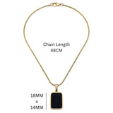 48CM 18K Gold Filled Double Sided Onyx & Mother of Pearl Reversible Rectangular Pendant Necklace | Tarnish Proof Gold Snake Chain
