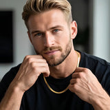 40CM + 5CM Extension 18K Gold-Filled Tarnish-Proof Herringbone Chain Necklace – Unisex Liquid Gold Flat Snake Chain