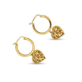 18K Gold Filled Hawaiian Puffed Heart Hoop Earrings (25mm) – Tarnish-Proof Dainty Statement Drops for Women