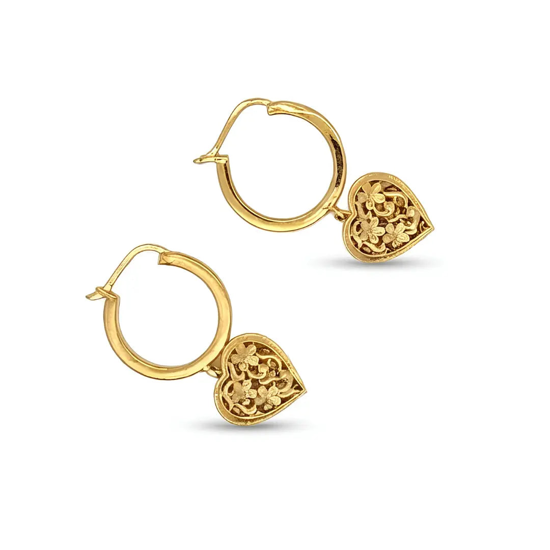 18K Gold Filled Hawaiian Puffed Heart Hoop Earrings (25mm) – Tarnish-Proof Dainty Statement Drops for Women