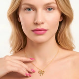 40CM + 5CM Extension 18K Gold-Filled Ribbon Bow Pendant Necklace –  Tarnish-Proof Minimalist Dainty Gold Jewelry