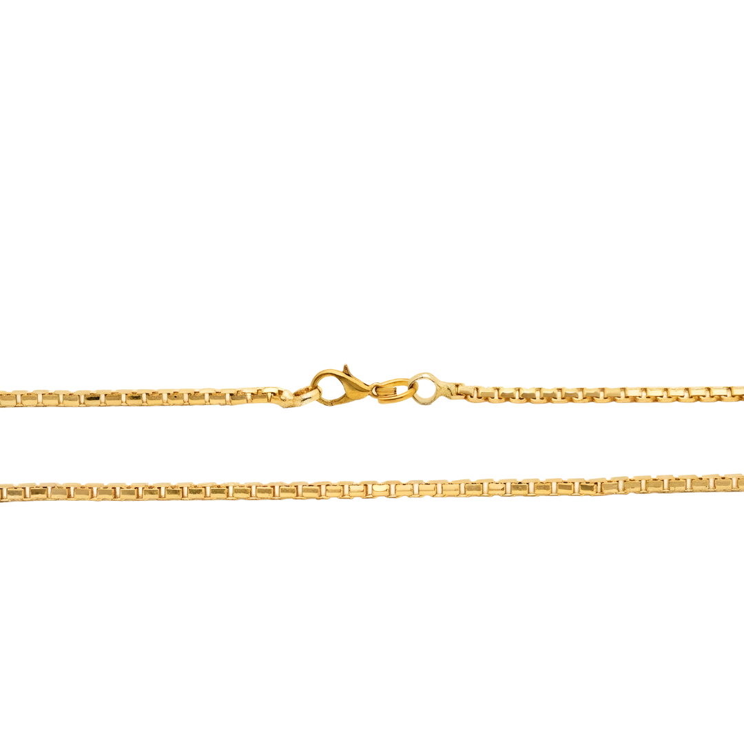 18K Gold Filled Box Chain Necklace – 60cm Sleek Square Link Chain