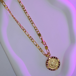 Load image into Gallery viewer, Gold Filled Customized Replica Tarnish Proof Full Sovereign Pendant Necklace With Ruby &amp; CZ
