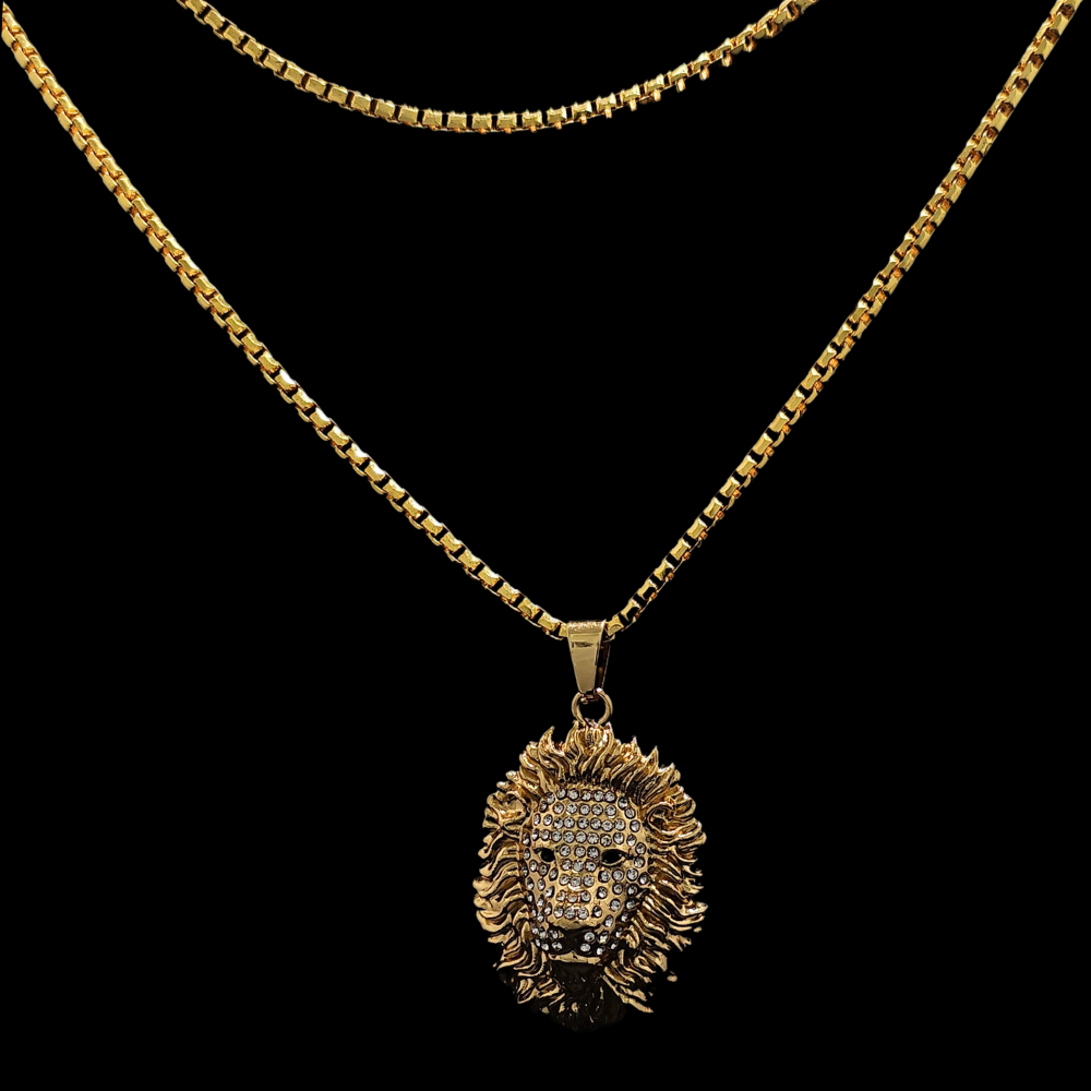 18k Gold Filled Lion Head Pendant with CZ