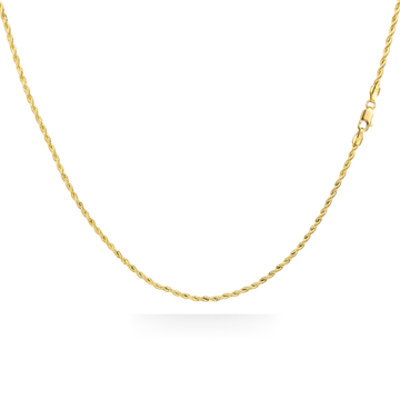 18K Gold Filled Thin Diamond-Cut Rope Chain Necklace (60cm x 2mm) – Dainty Twisted Gold Chain for Men & Women