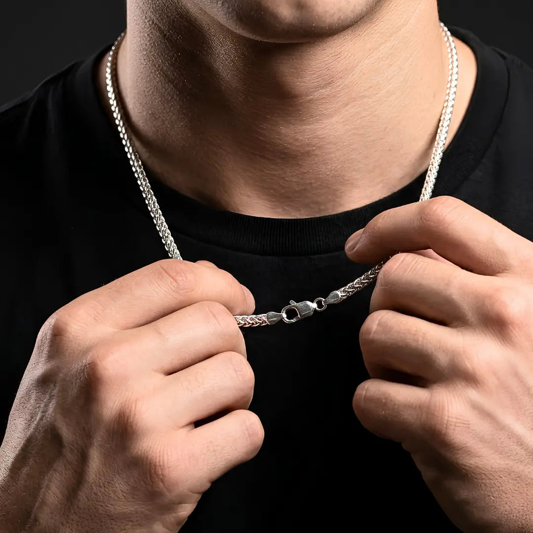 49CM X 3MM Unisex Silver Wheat Chain Necklace –  Stainless Steel Tarnish-Proof Chain