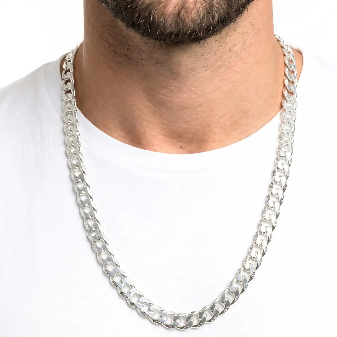 Silver Cuban Link Chain (60cm / 12mm) – Tarnish-Proof Heavyweight Statement Necklace for Men