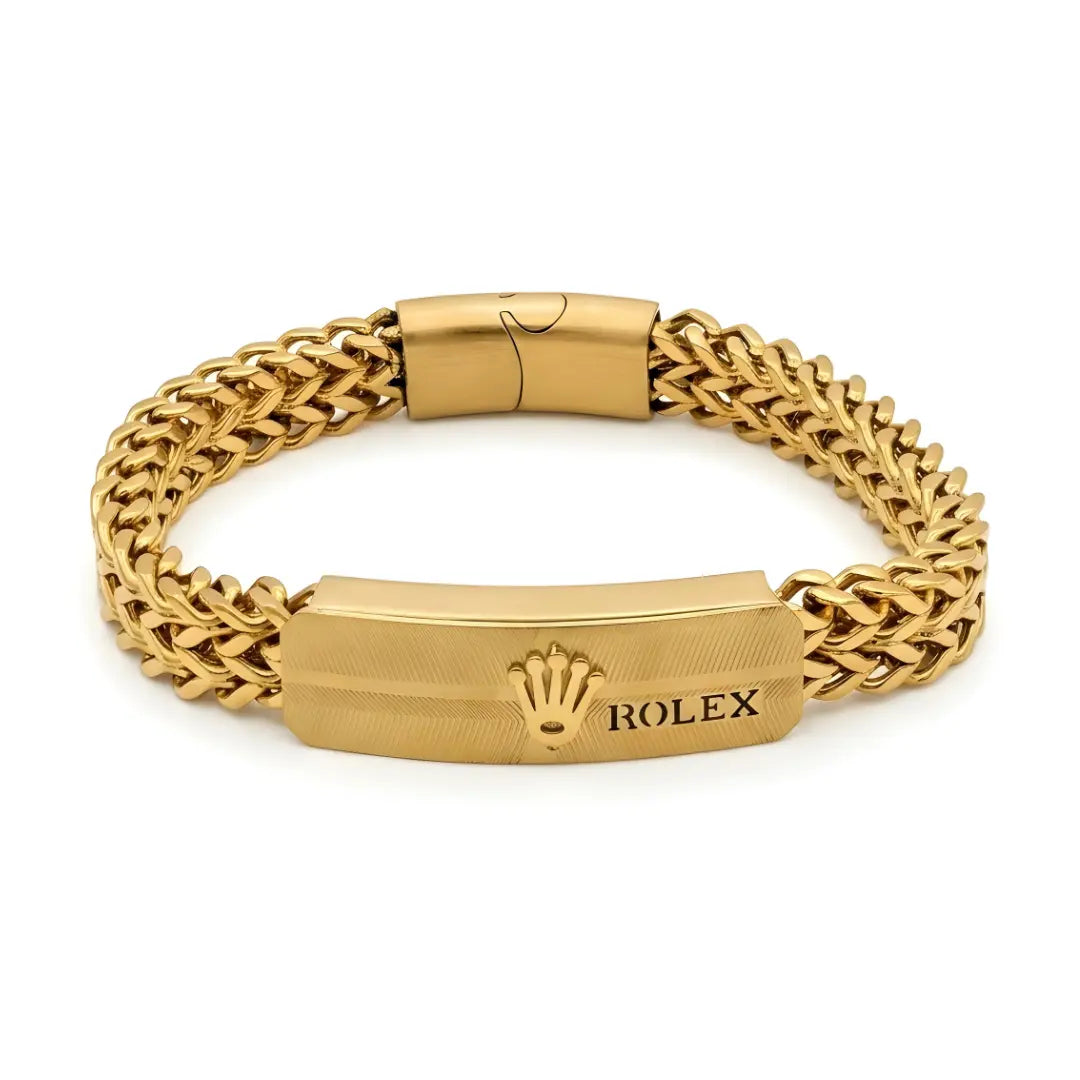 18K Gold Stainless Steel Luxury Bracelet (22cm) – Tarnish-Proof Statement Wristband with Slide Clasp