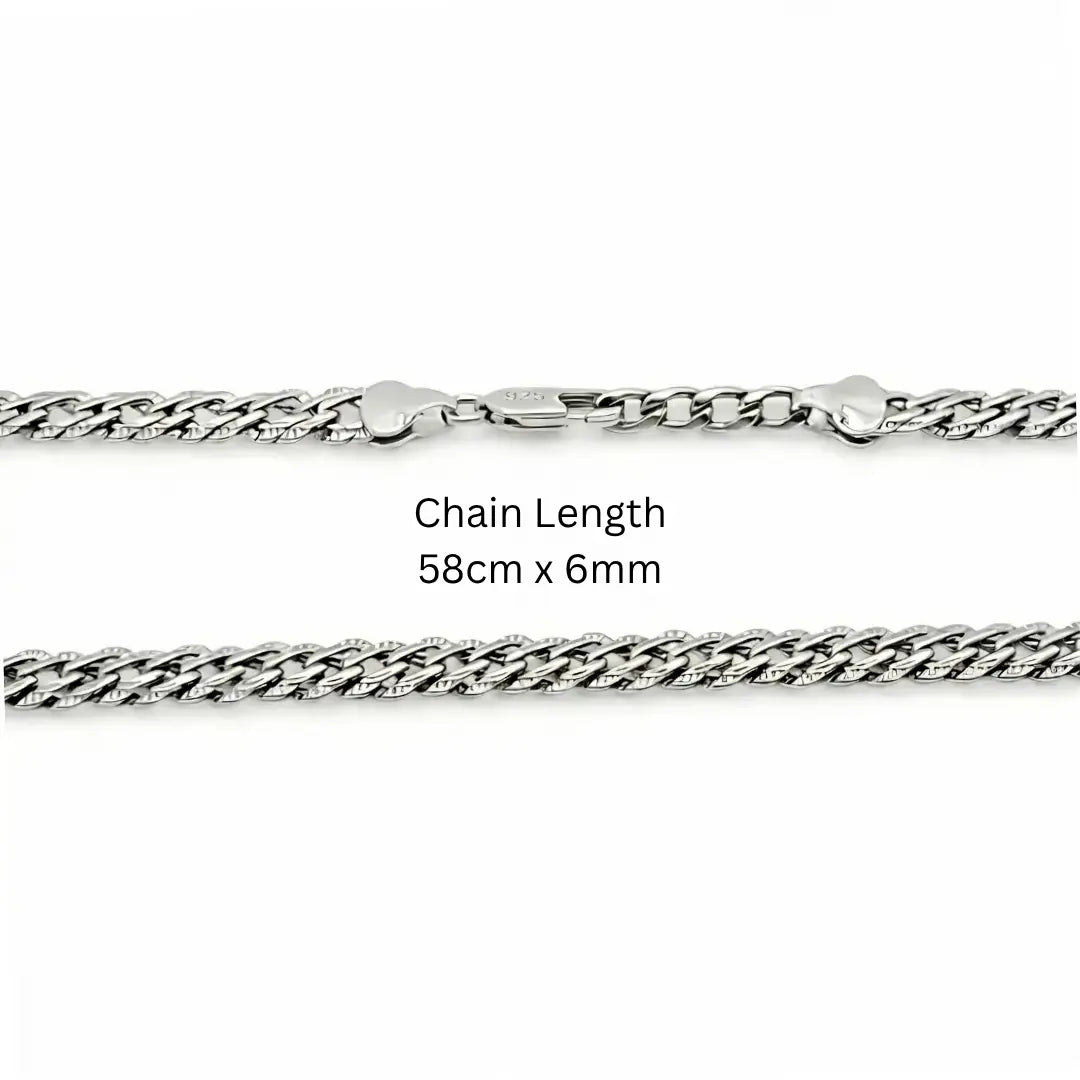 Unisex Lightweight Silver Byzantine Chain Necklace 58cm x 6mm