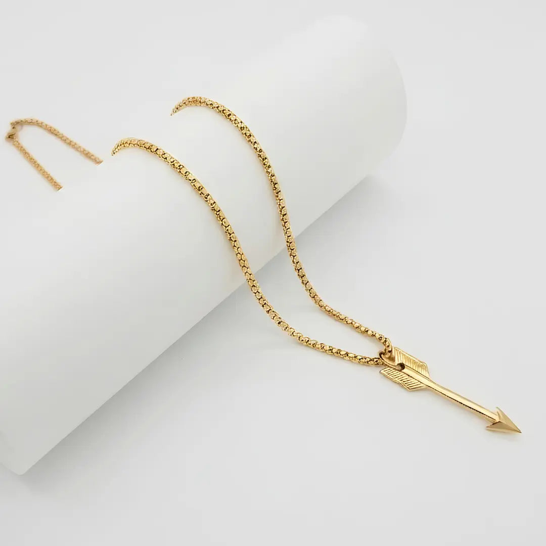 Gold & Silver Tone Arrow Pendant Necklace (58cm Box Chain) – Modern Statement Jewelry