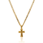Load image into Gallery viewer, 18K Gold Filled Cross Pendant Necklace with Cuban Link Chain