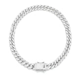 Silver Iced-Out Cuban Link Chain Necklace (12mm x 60cm) – Pavé Diamond-Style Luxury Jewelry