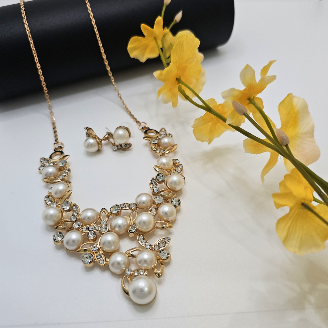 18K Gold Filled Pearl Fancy Set